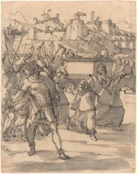 Jozua en de Israëlieten voor de Muren van Jericho