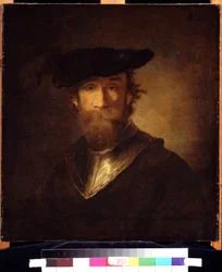 Oude soldaat met een zwarte baret