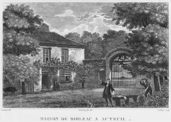 Huis van Nicolas Boileau, bekend als Boileau-Despreaux, in Auteuil, Parijs, gegraveerd door Ashby (19e eeuw)