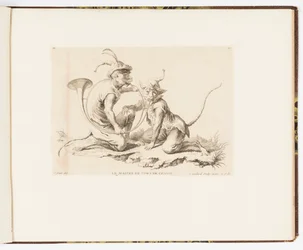 Plaat 10, Le Maître de Cors de Chasse, Singeries ou différentes actions de la vie humaine représentées par des singes