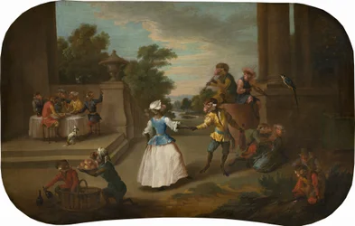 Singerie: De dans, ca.1739 (olieverf op doek)