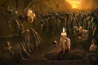 Surrealistische kaarslichtoptocht