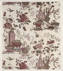 Fragment van houtblok bedrukt katoen, c. 1780