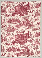 Strook van Koperplaat Gedrukt Katoen met Les plaisirs de la ferme Ontwerp, 1785-1790