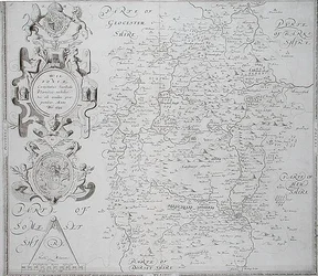 Kaart van Wiltshire, gegraveerd door William Web, gepubliceerd 1645