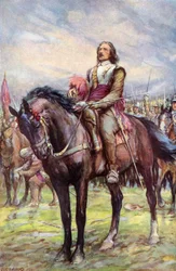 Oliver Cromwell die Gods steun inroept voor de slag