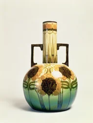 Vaas, versierd door Clarissa Ault, ca. 1890