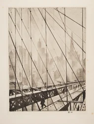 Kijkend door de Brooklyn Bridge, pub. 1921