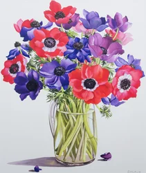 Anemonen in een glazen kan
