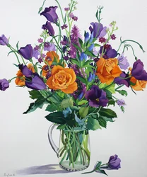 Oranje en paarse bloemen