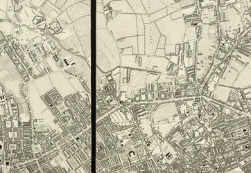 Detail van het gebied rond Pentonville, van Kaart van Londen, van een feitelijke enquête gemaakt in de jaren 1824