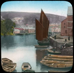 Looe, vanaf de kade, Cornwall, eind 19e of begin 20e eeuw