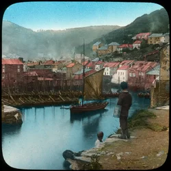 Polperro, Cornwall, eind 19e of begin 20e eeuw