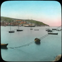 Polruan vanuit Fowey, Cornwall, eind 19e of begin 20e eeuw
