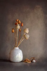 Stilleven met gedroogde papavers