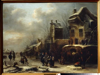 Schaatsbaan op een rivier