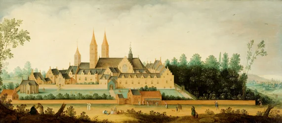 Gezicht op de abdij van Egmond-Binnen, ca.1638 (olieverf op paneel)