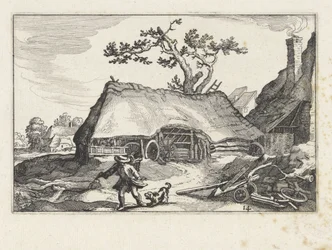 Blaffende hond bij een boerderij