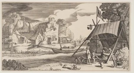 Tent met plattelanders, uit Landschappen (Playsante Lantschappen)