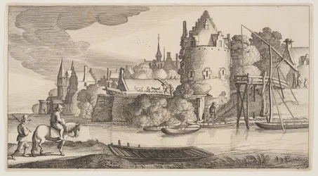 Stadje aan een rivier, uit Landschappen (Playsante Lantschappen)