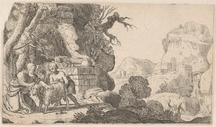 Abraham en Isaak met de offerram Geschiedenis van Abraham (serie titel)
