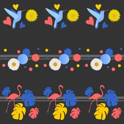 Vogels, bloemen, stippen en strepen
