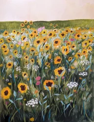 Goudkleurig zonnebloemenveld
