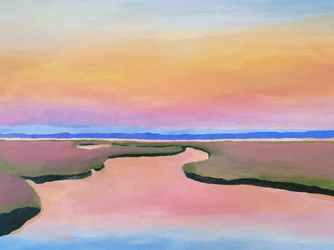 Zonsondergang aan de rustige rivier