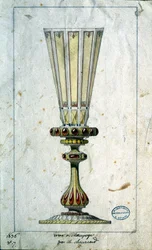 Decoratie voor champagnefluiten, aquareltekening, Claude-Aymé Chenavard