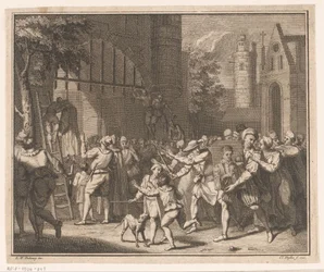 Terdoodveroordeelden worden opgehangen aan de stadspoort