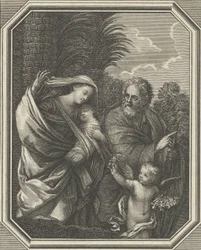De vlucht naar Egypte, de heilige familie wandelend met de jonge Johannes de Doper, ca. 1720-86