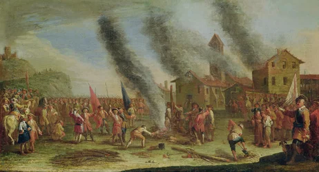 De ellende van de oorlog. De brandstapel
