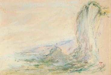 De rotsen bij Étretat bij eb
