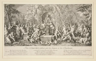 Feest van BACCHUS, gevierd door Saters en Bacchanten