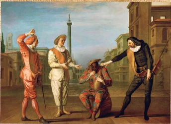 Scènes uit de komedie " Le tombeau de Maitre Andre " ...