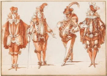 Vier kostuumfiguren