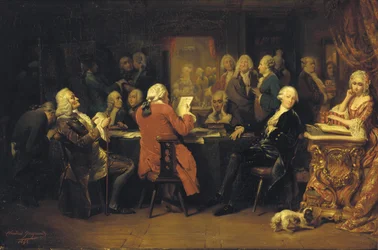 Voltaire in de Leeszaal bij Procope