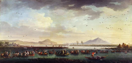 Karel III van Bourbon, koning van Spanje en van het Koninkrijk der Beide Siciliën eendenjacht bij het Patria-meer in 1746, 1749