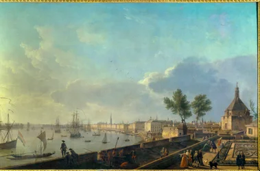 De haven van Bordeaux met de vestingwerken