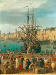De haven van Marseille in de 18e eeuw (detail)