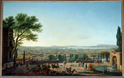 Uitzicht op de haven en de stad Toulon. Schilderij door Joseph Vernet (18e eeuw)