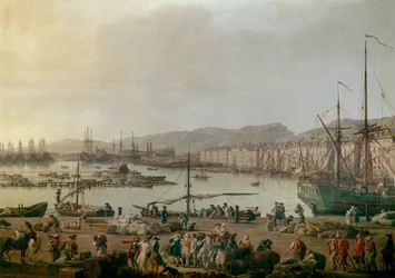 Uitzicht op de haven van Toulon (detail), schilderij door Joseph Vernet