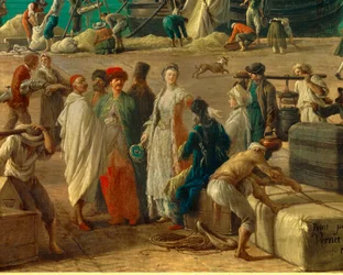 (detail) De haven van Marseille in de 18e eeuw