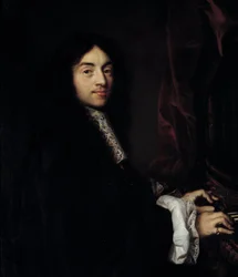 Detail van Portret van de organist Charles Couperin met de dochter van de schilder
