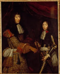 Portret van Lodewijk II, Prins van Bourbon, bekend als de Grote Condé, en zijn zoon Henri Jules, Hertog van Enghien