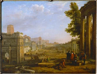 Vue du Campo Vacino - Gezicht op het Campo Vacino, Rome 1636 ...