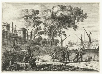 Kunstenaar aan het werk in een landschap