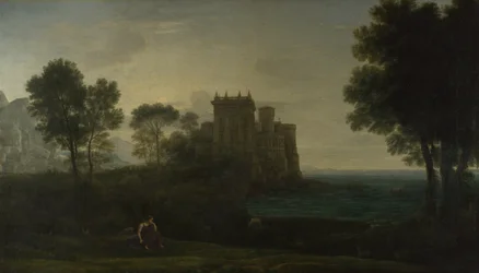 Landschap met Psyche buiten het paleis van Cupido Het betoverde kasteel, 1664