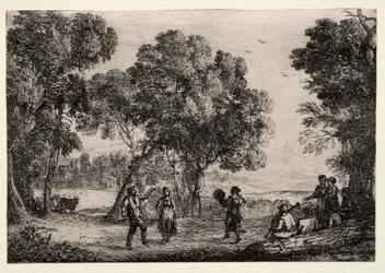 Landschap met een dorpsdans Kleine Plaat, c. 1637