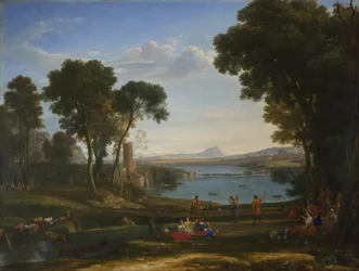 Landschap met het huwelijk van Isaak en Rebekka, 1648